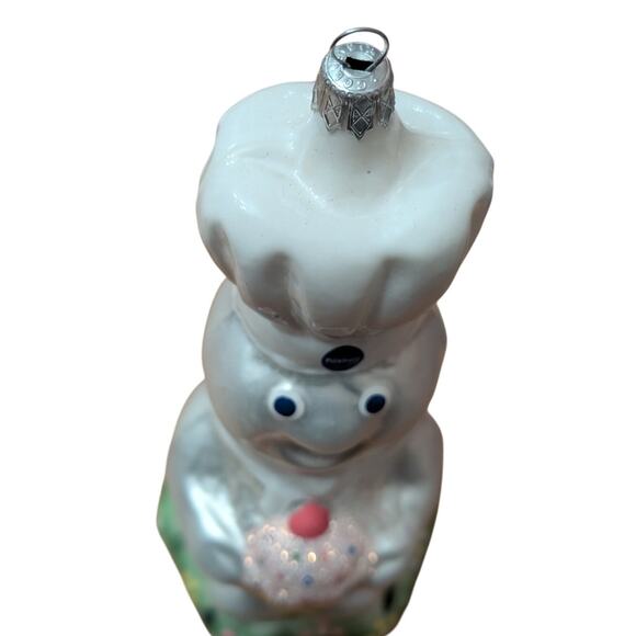 Vtg Pillsbury Dough Boy with Cupcake Kringle Glass Ornament by Kurt S. Adler - Picture 3 of 10